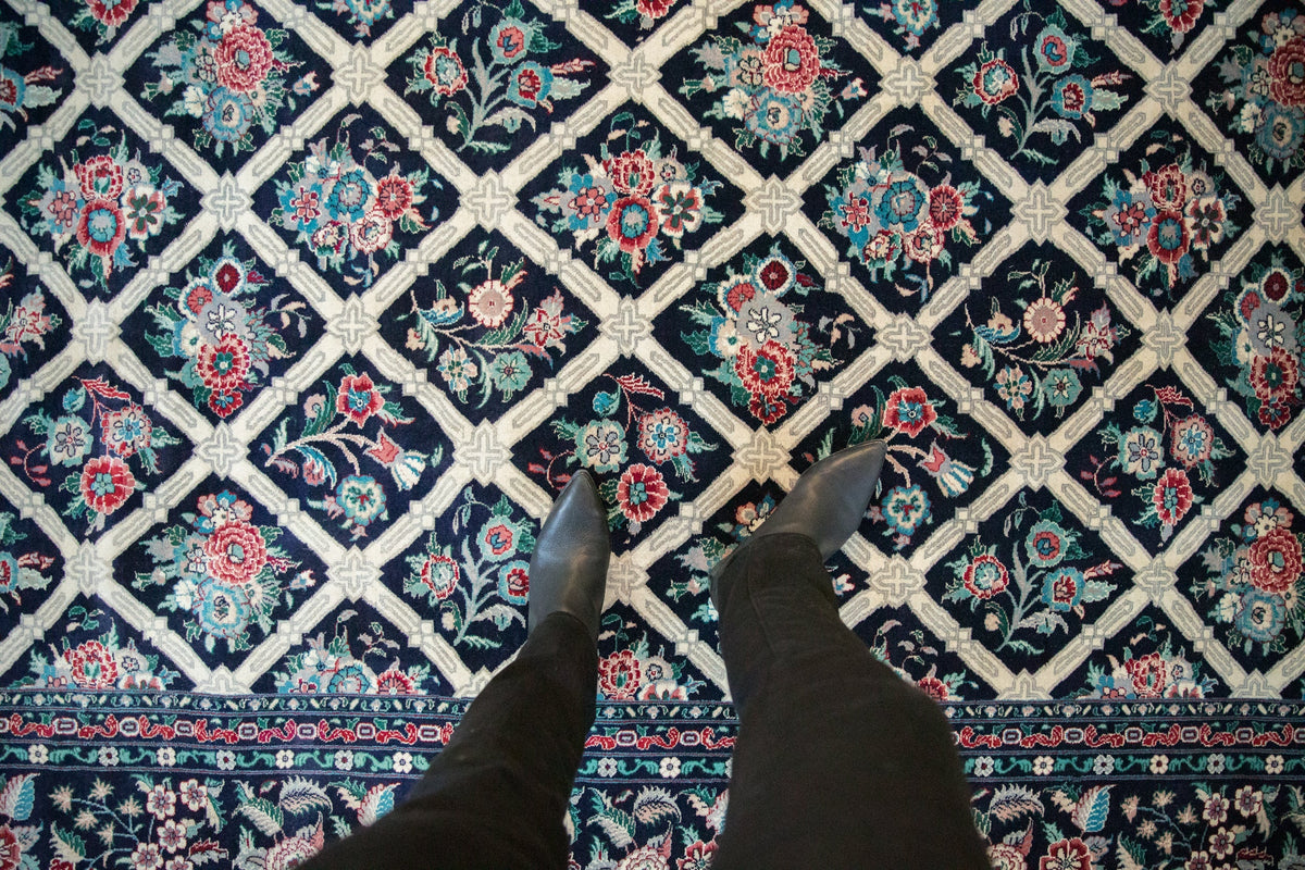 9x11.5 Vintage Pakistani Savonnerie Design Carpet
