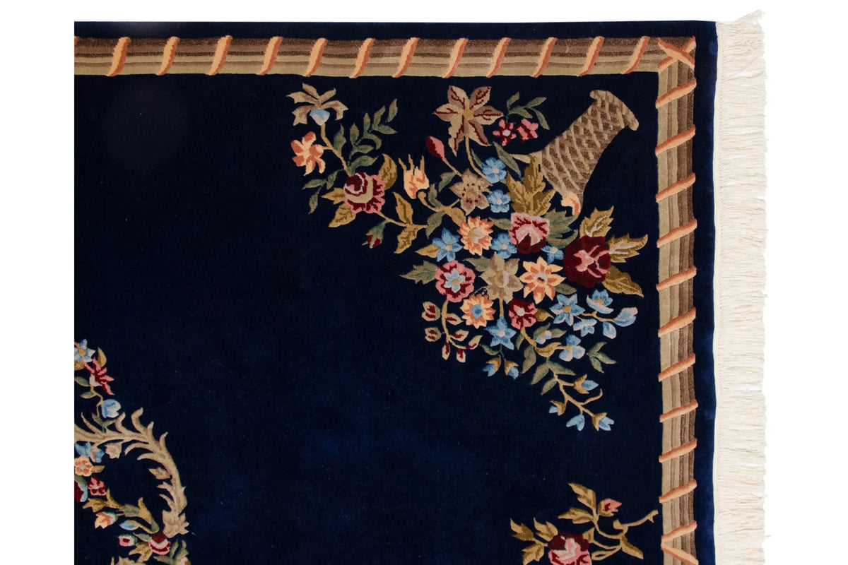 6x9 Vintage Indian Aubusson Design Carpet