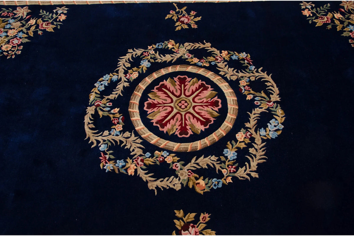 6x9 Vintage Indian Aubusson Design Carpet