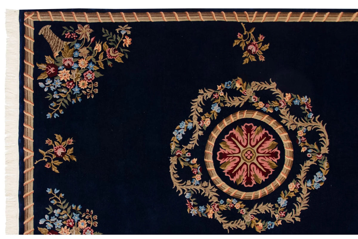 6x9 Vintage Indian Aubusson Design Carpet