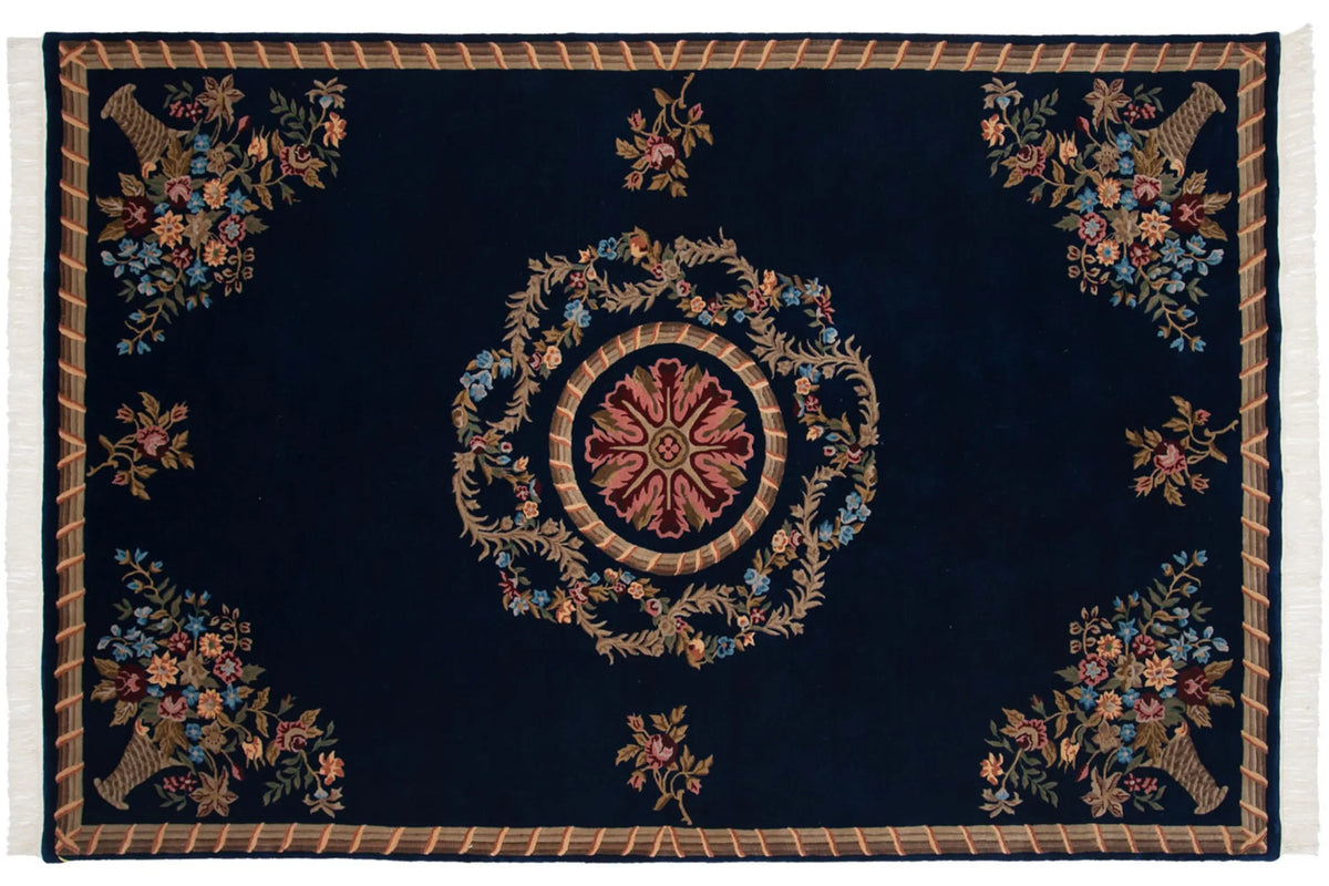 6x9 Vintage Indian Aubusson Design Carpet