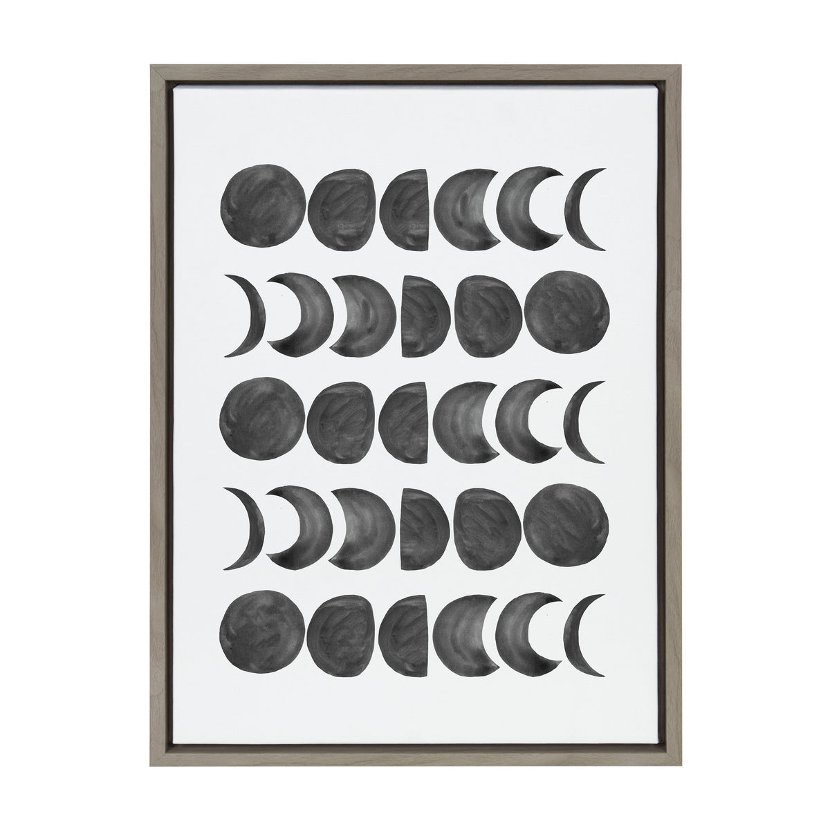 Sylvie 901 Moon Phases Black on White Framed Canvas by Teju Reval of SnazzyHues