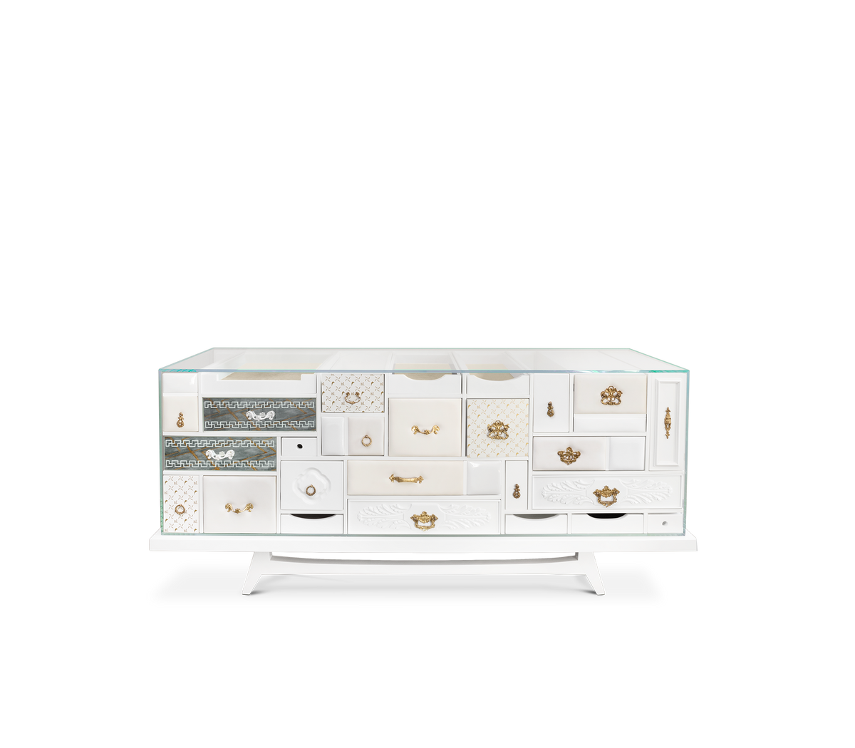Mondrian White Sideboard by Boca do Lobo