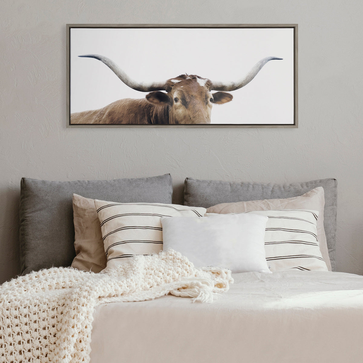 Sylvie Texas Longhorn Framed Canvas by The Creative Bunch Studio
