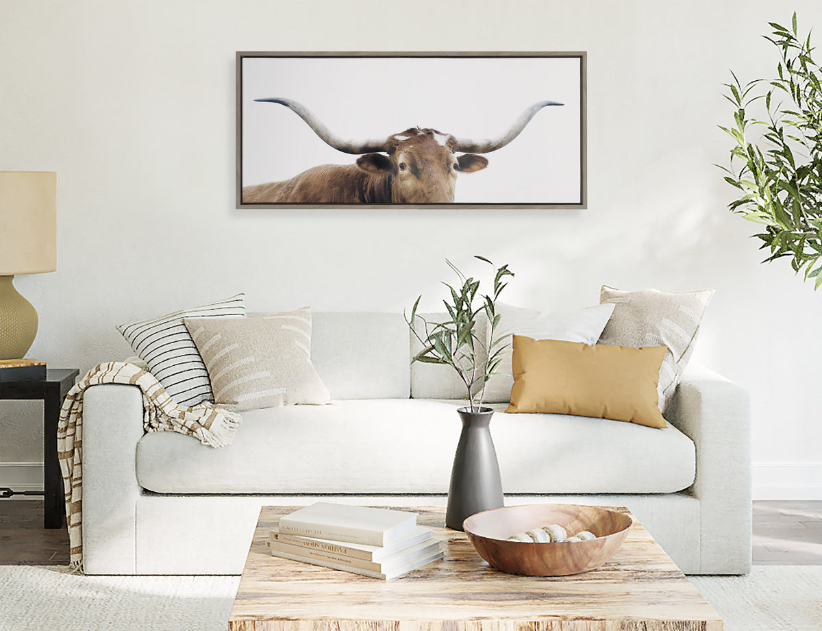 Sylvie Texas Longhorn Framed Canvas by The Creative Bunch Studio