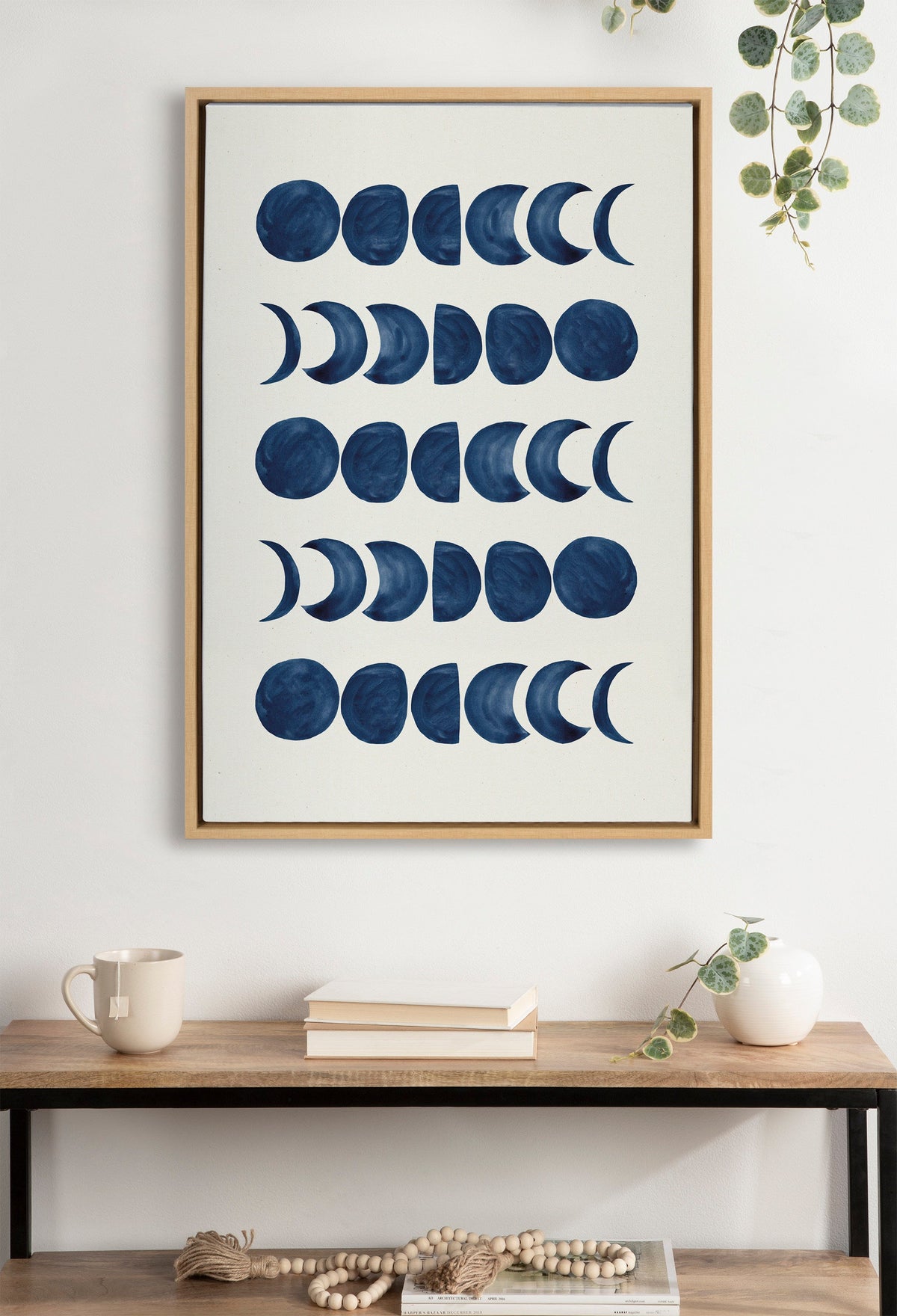 Sylvie Moon Phases Framed Canvas by Teju Reval of SnazzyHues