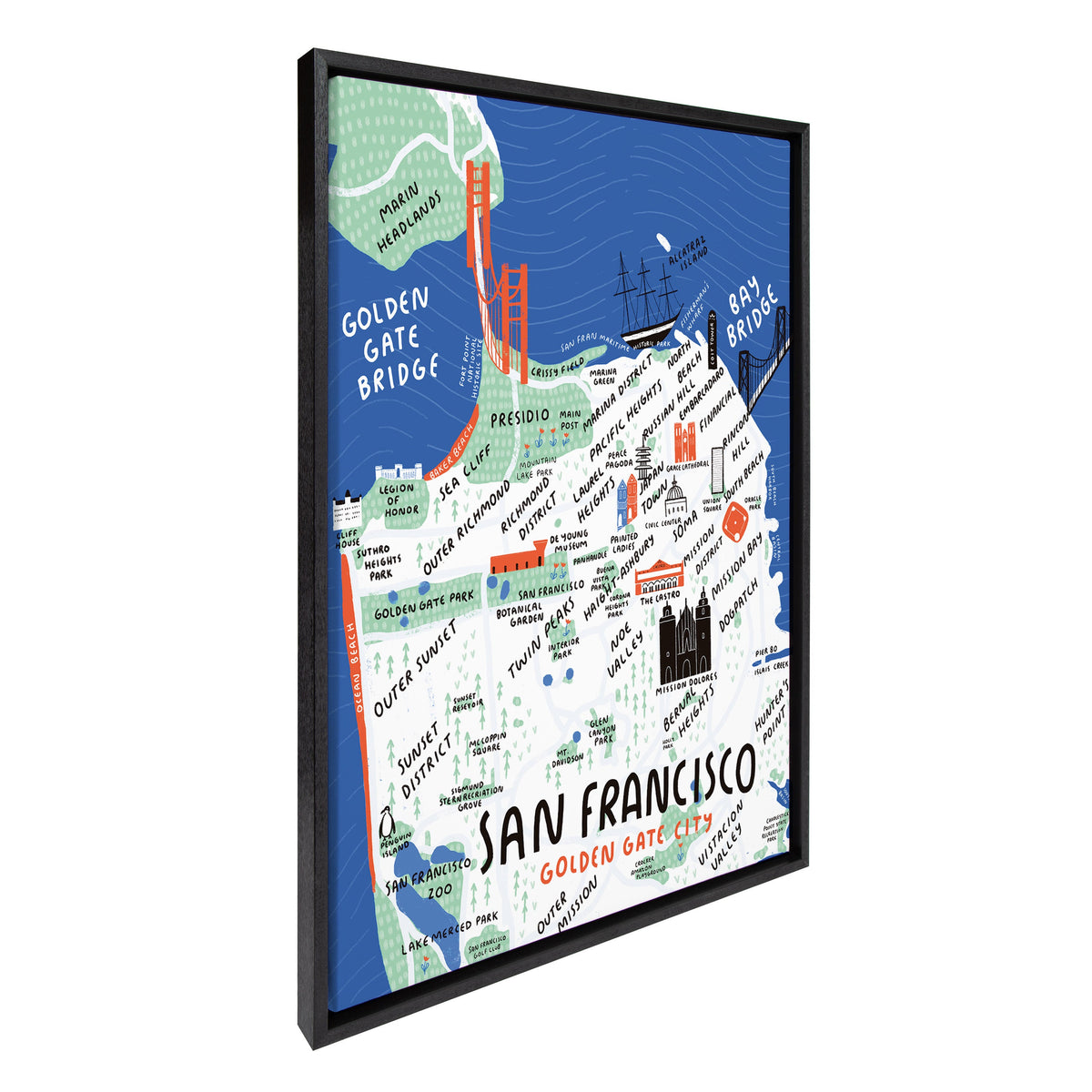 Sylvie San Francisco Illustration Framed Canvas by Stacie Bloomfield