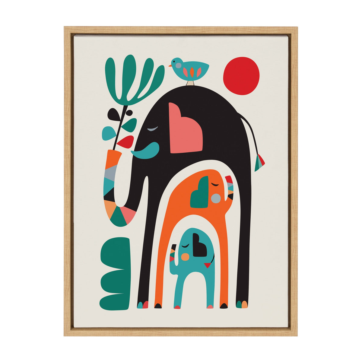 Sylvie Three Elephants Framed Canvas by Rachel Lee