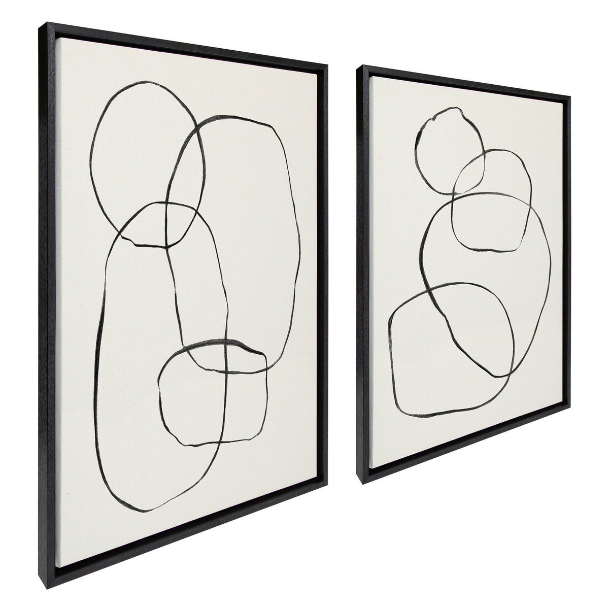 Sylvie Going in Circles Framed Textured Canvas Set by Teju Reval