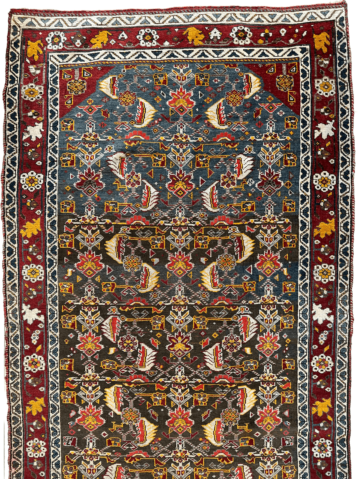 Antique Persian Qashqai Rug 3x7 | Brown, Burgundy & Gray | Hand-Knotted Wool - Rugistan, view 3