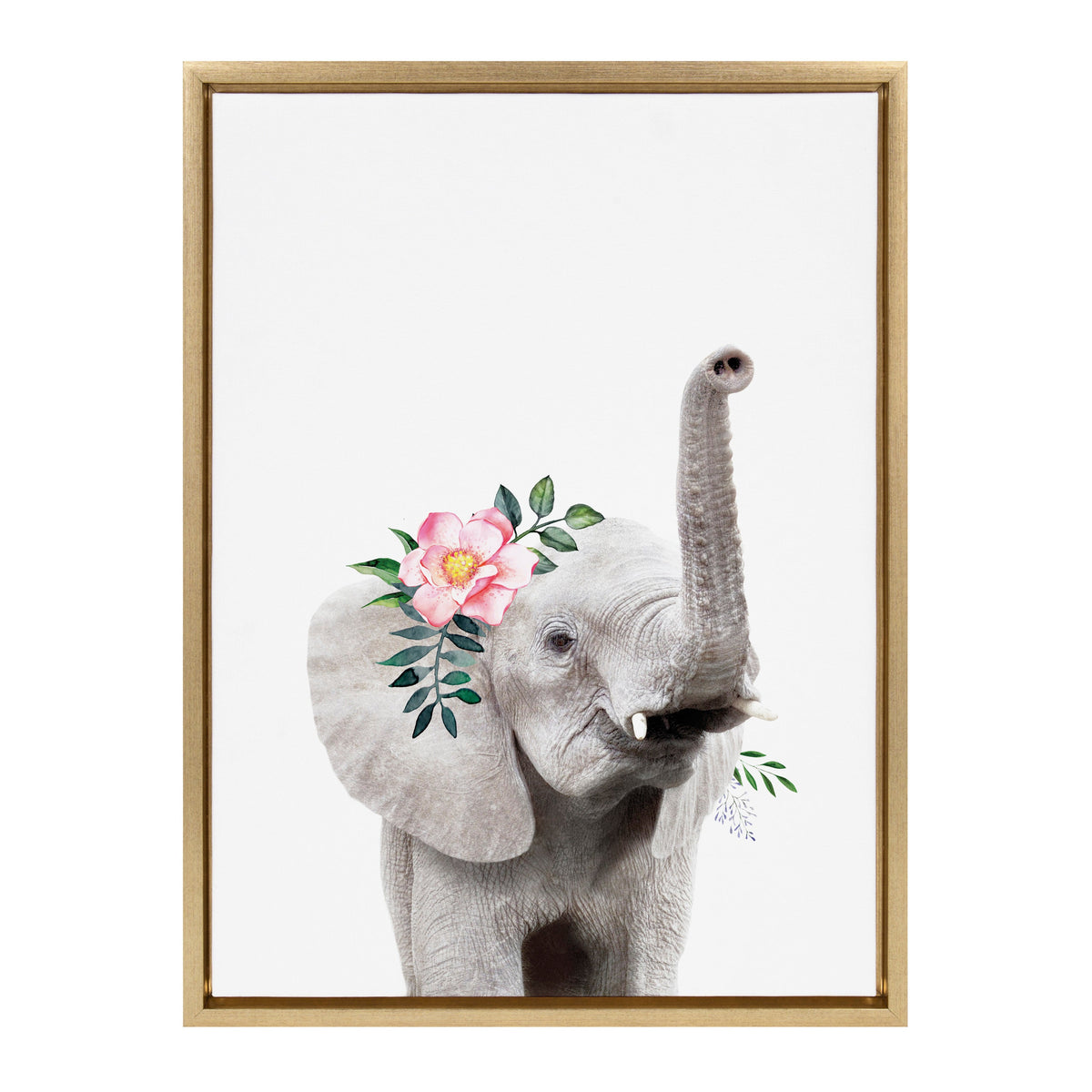 Sylvie Flower Crown Elephant Framed Canvas by Amy Peterson Art Studio