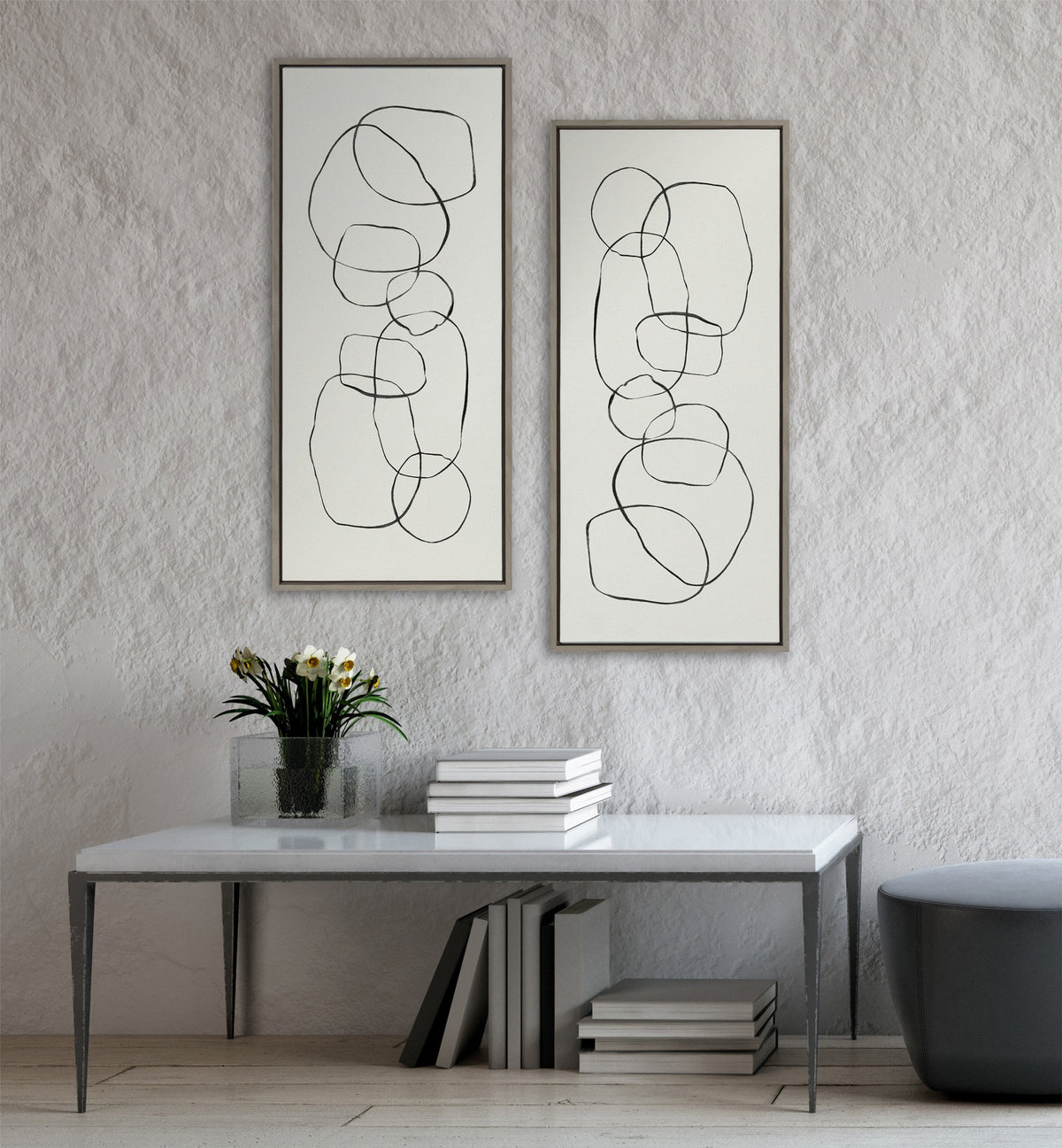 Sylvie Dancing Circles Framed Canvas by Teju Reval