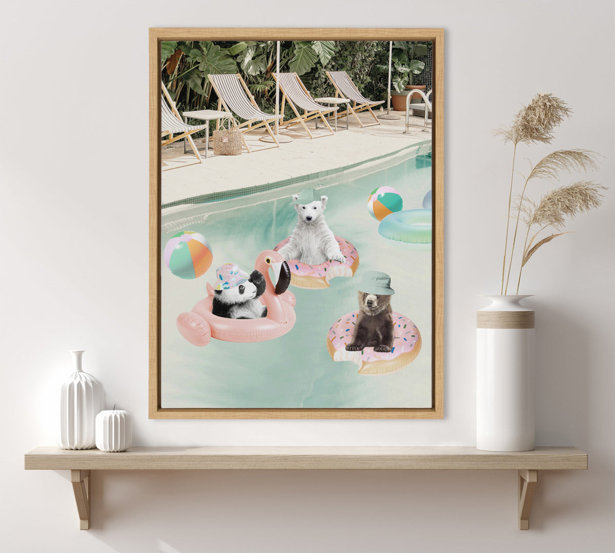 Sylvie Pool Party Framed Canvas by July Art Prints