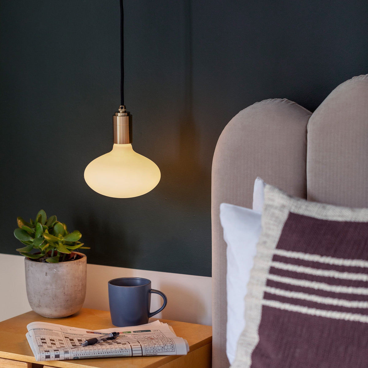Oval Dim to Warm Plug-In Pendant in Brass