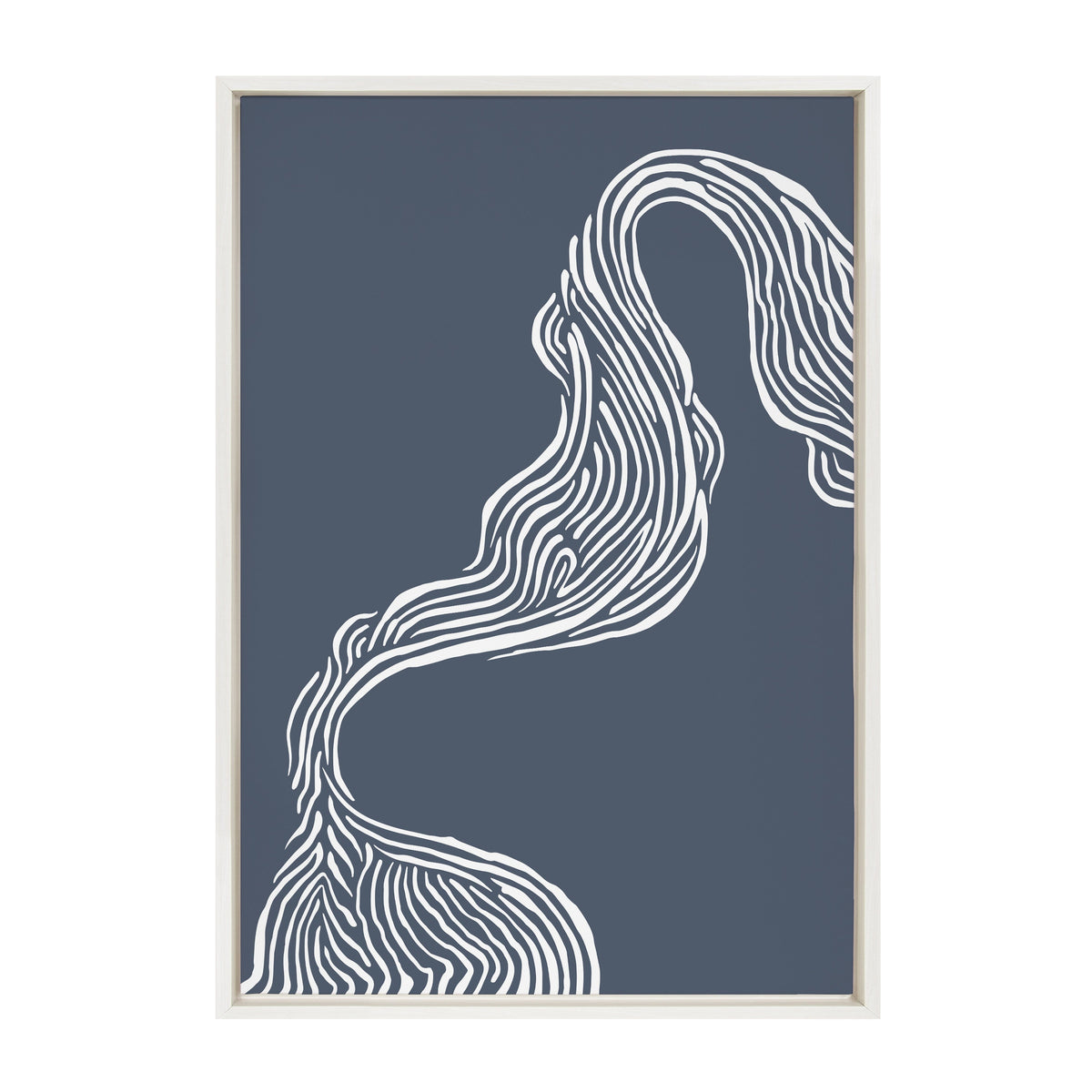 Sylvie Rich Blue Abstract River Framed Canvas by The Creative Bunch Studio