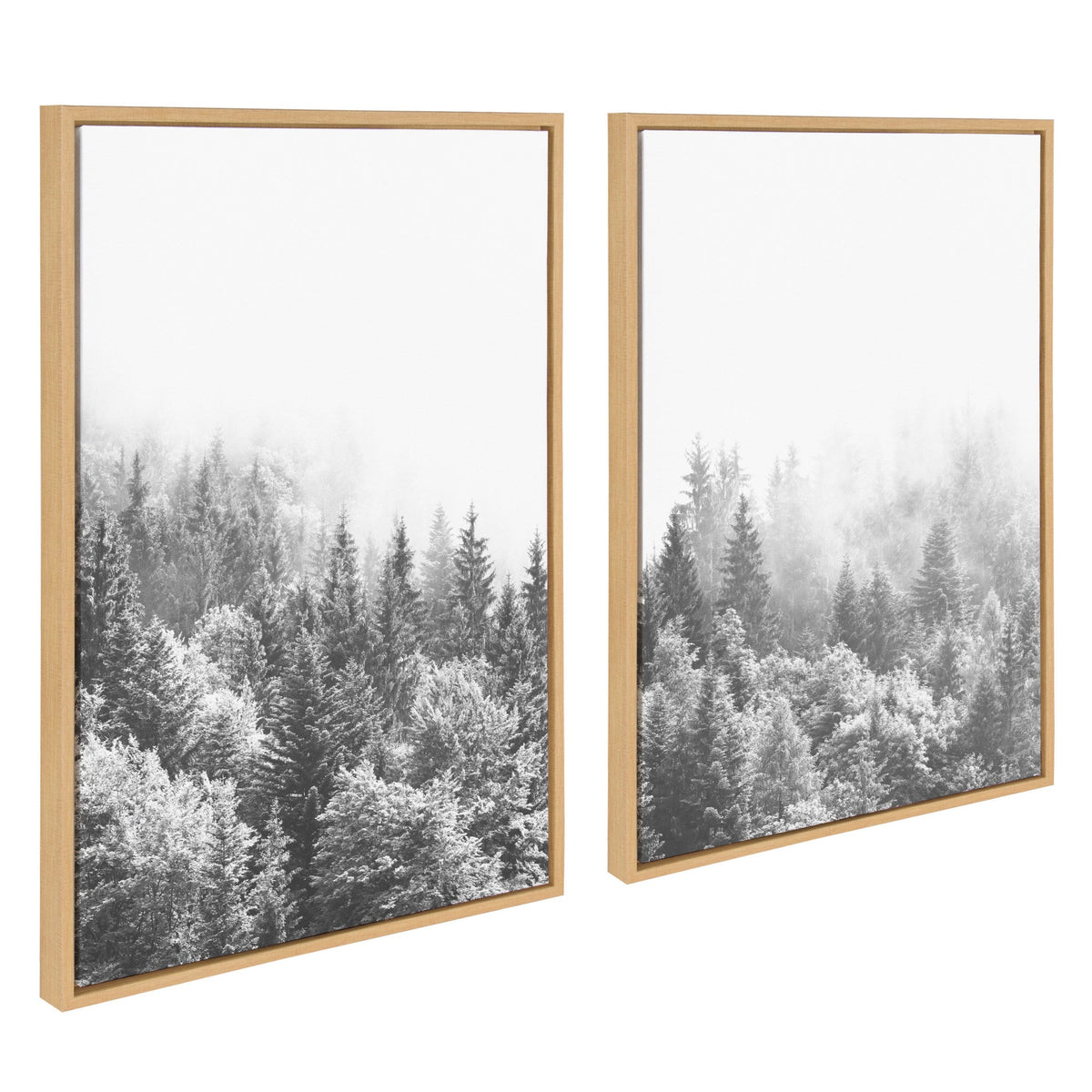 Sylvie Forest On A Foggy Day Black and White Framed Canvas Set by The Creative Bunch Studio