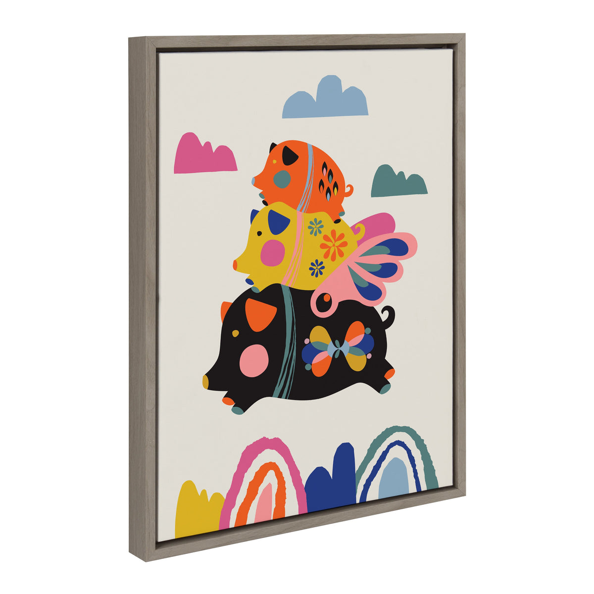 Sylvie Flying Pigs Framed Canvas by Rachel Lee of My Dream Wall