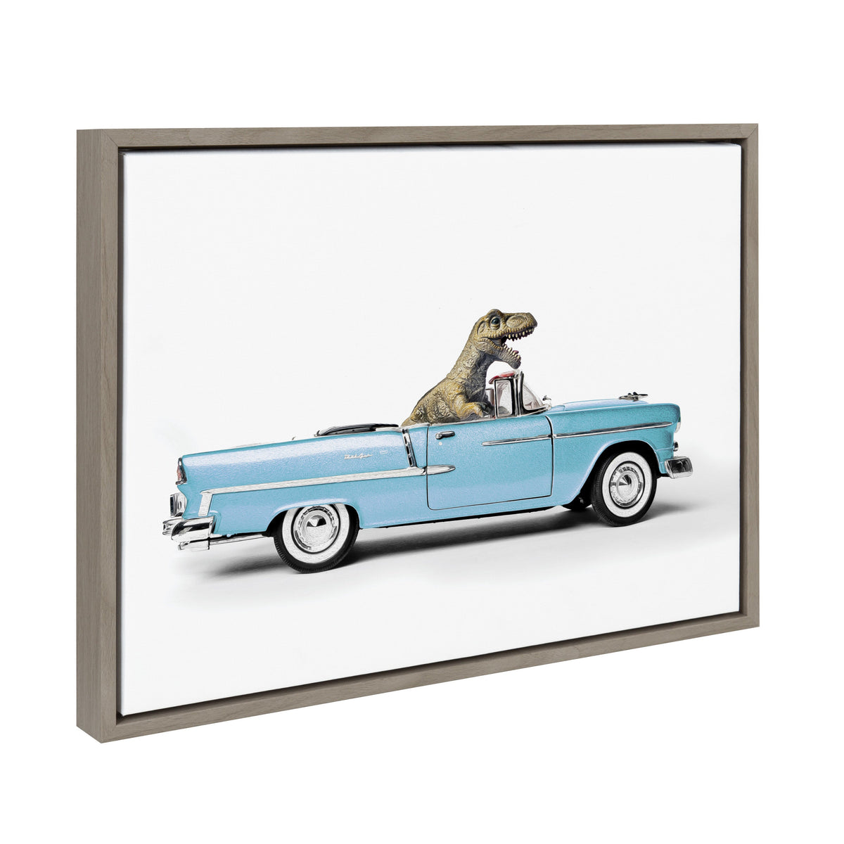 Sylvie Dino Driving 1958 Blue Corvette Framed Canvas by Saint and Sailor Studios