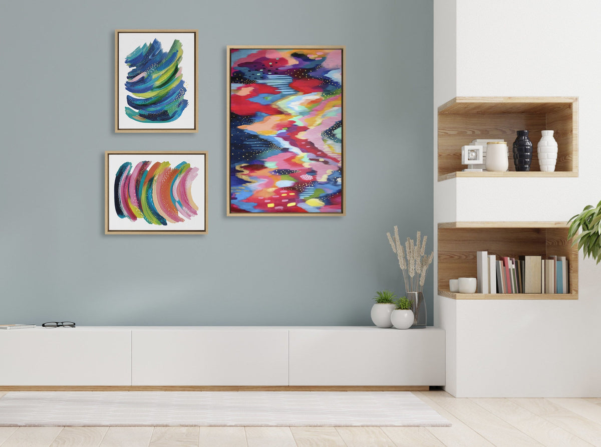 Sylvie Brushstroke and Bright Abstract Framed Canvas Set by Jessi Raulet of Ettavee