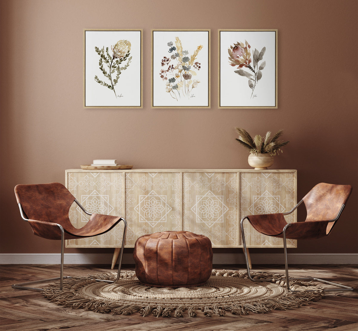 Sylvie Wild Banksia Wild Salvia and Wild King Protea Framed Canvas by Sara Berrenson