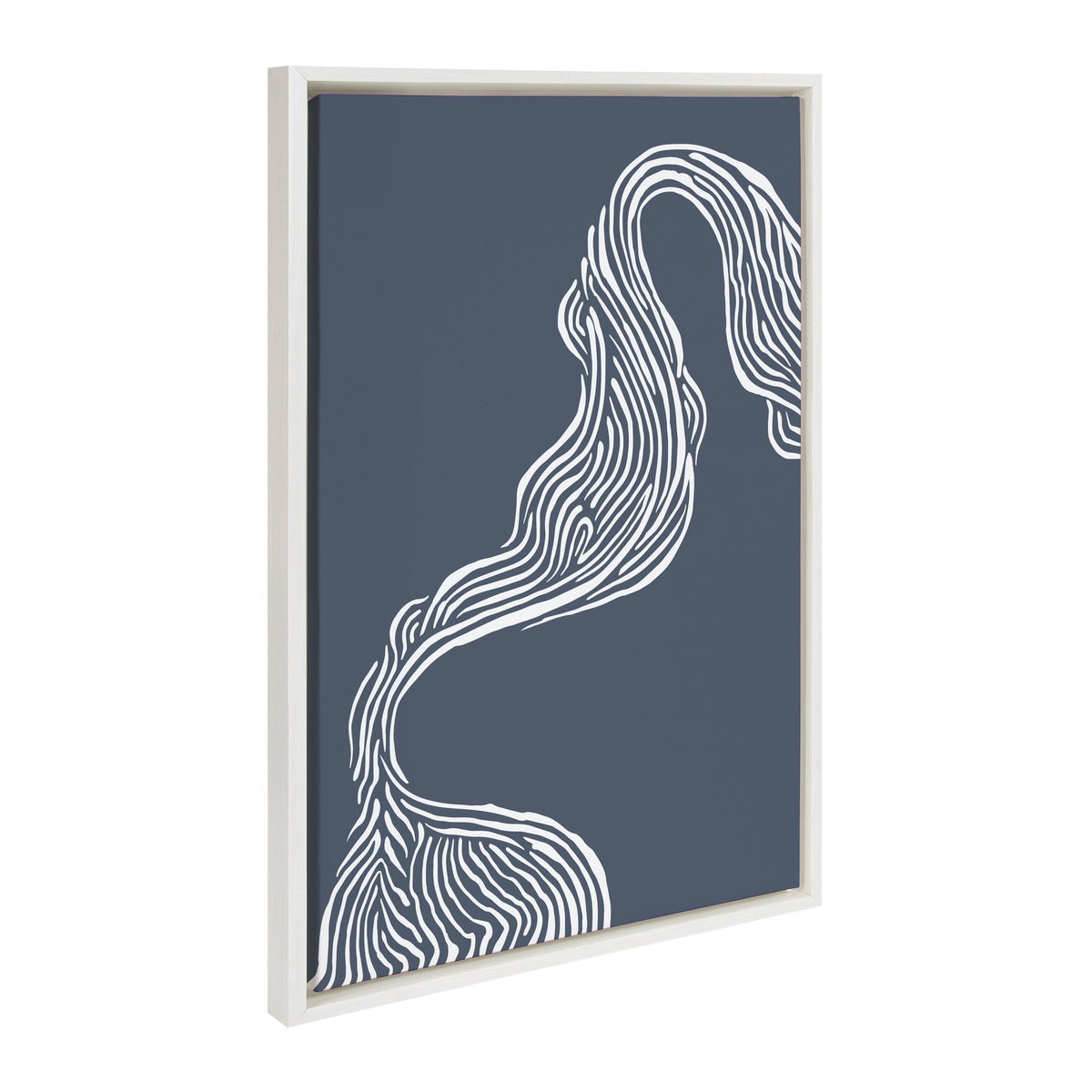 Sylvie Rich Blue Abstract River Framed Canvas by The Creative Bunch Studio