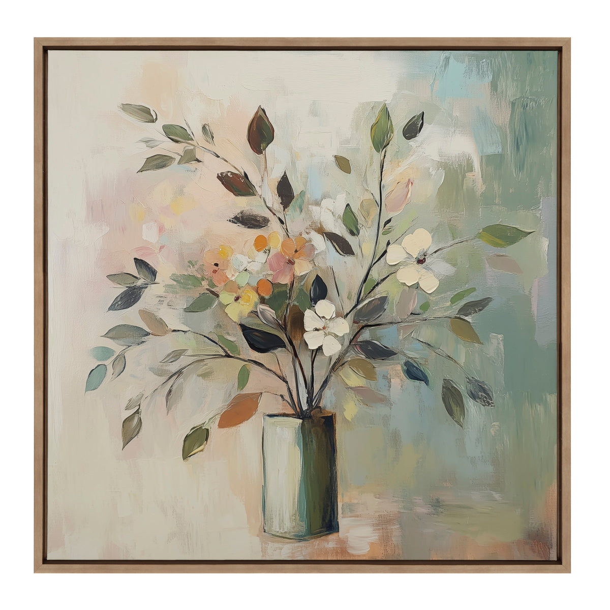 Sylvie Traditional Boho Floral Botanical I Framed Canvas by The Creative Bunch Studio