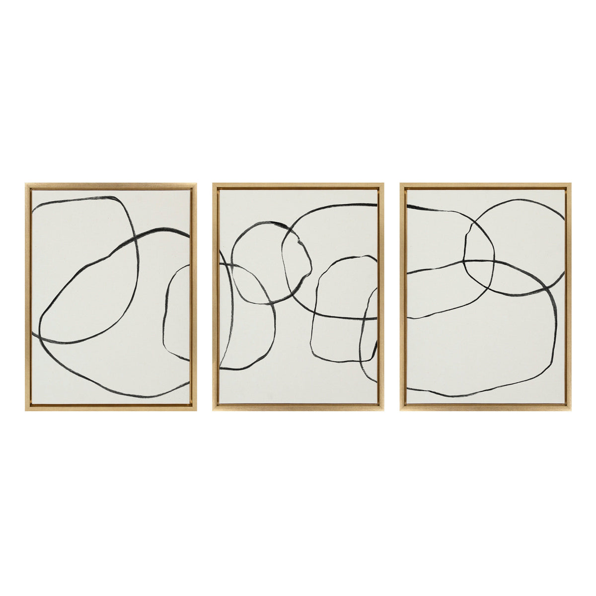 Sylvie Dancing Circles BW Framed Canvas by Teju Reval of SnazzyHues