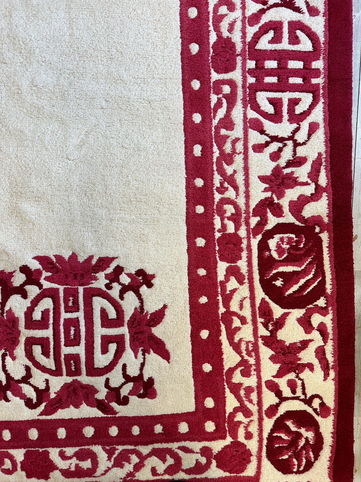 Indian Rug 11x15 | Ivory & Red | Hand-Knotted Wool - Rugistan, view 4