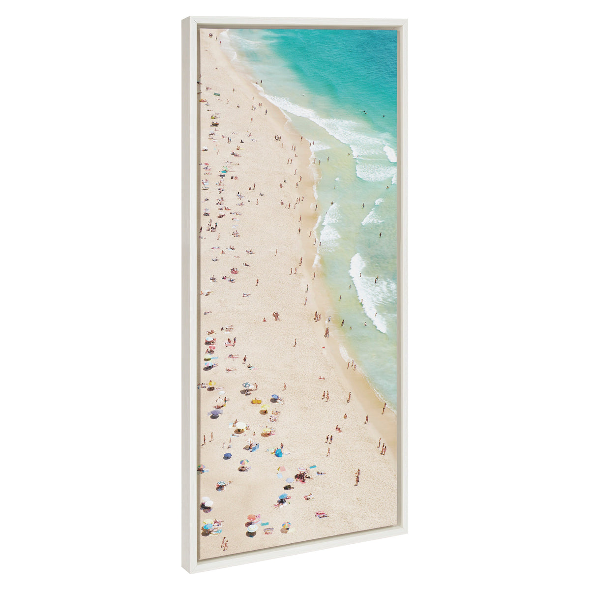 Sylvie Crowded Beach from Above Framed Canvas by Amy Peterson Art Studio
