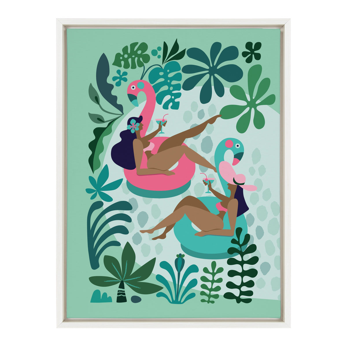 Sylvie Mid Century Modern Girl Friends Framed Canvas by Rachel Lee of My Dream Wall