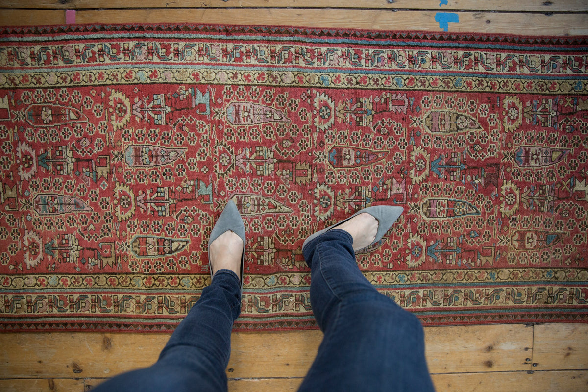 3x14.5 Vintage Distressed Fragment Malayer Rug Runner