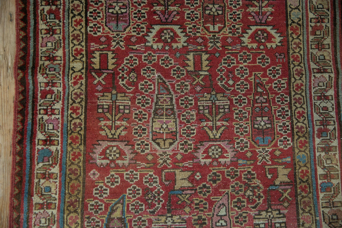 3x14.5 Vintage Distressed Fragment Malayer Rug Runner