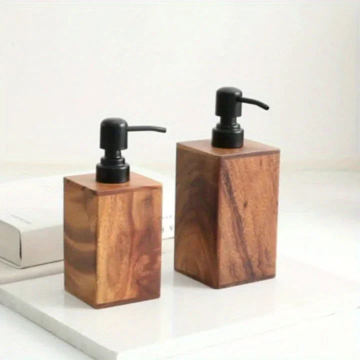 Soap Dispenser - Stainless Steel Wooden 6.76oz