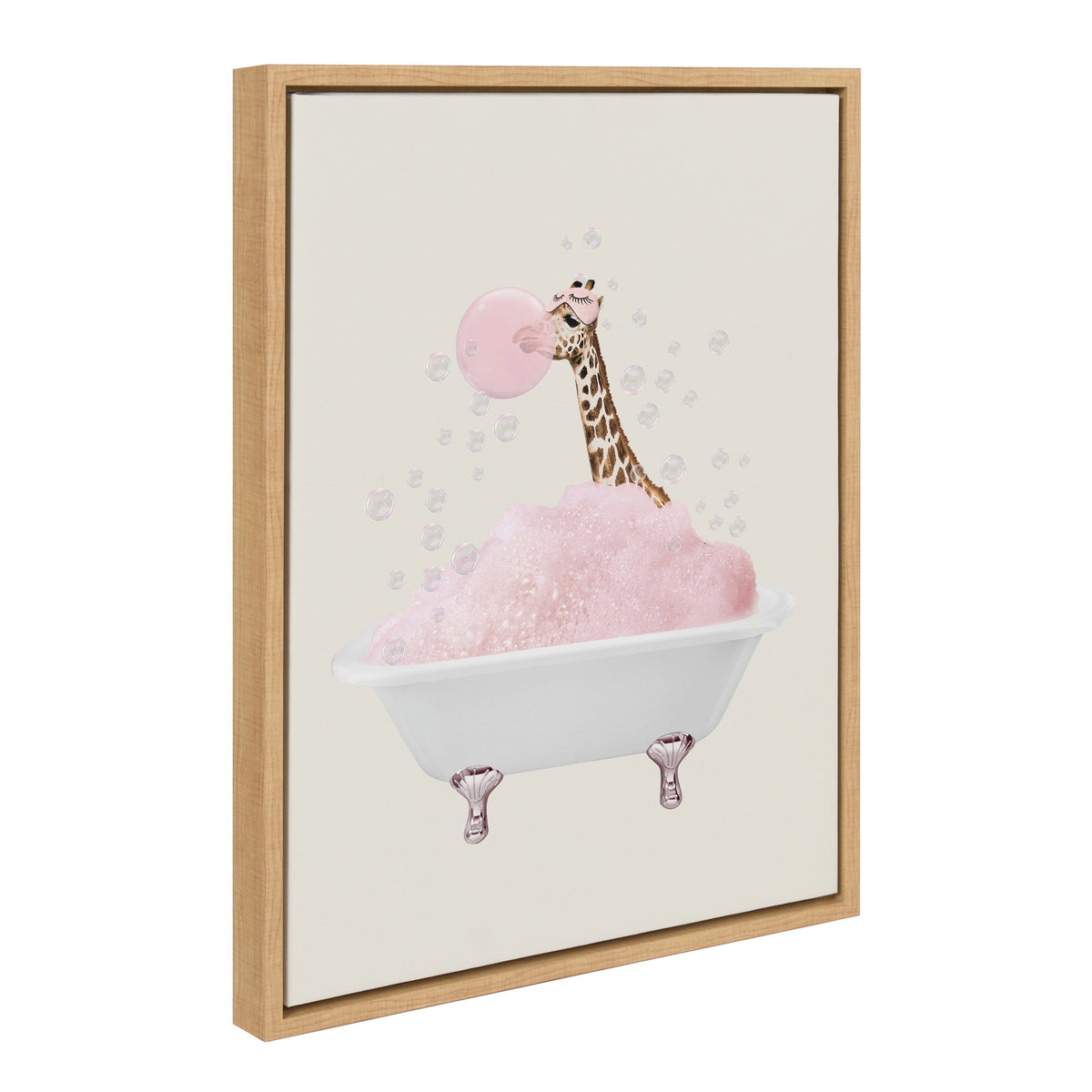Sylvie Giraffe Taking a Bath Framed Canvas by July Art Prints