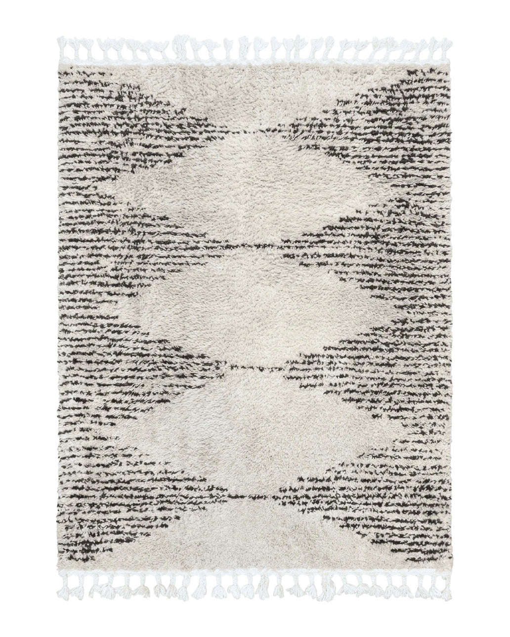 Shag Rug 5x8, Off White and Black Modern Contemporary Shag Area Rug, Moroccan Style Rug 5 x 8 ft, Medium Sized Rug, nuLoom Rug - Jewel Rugs