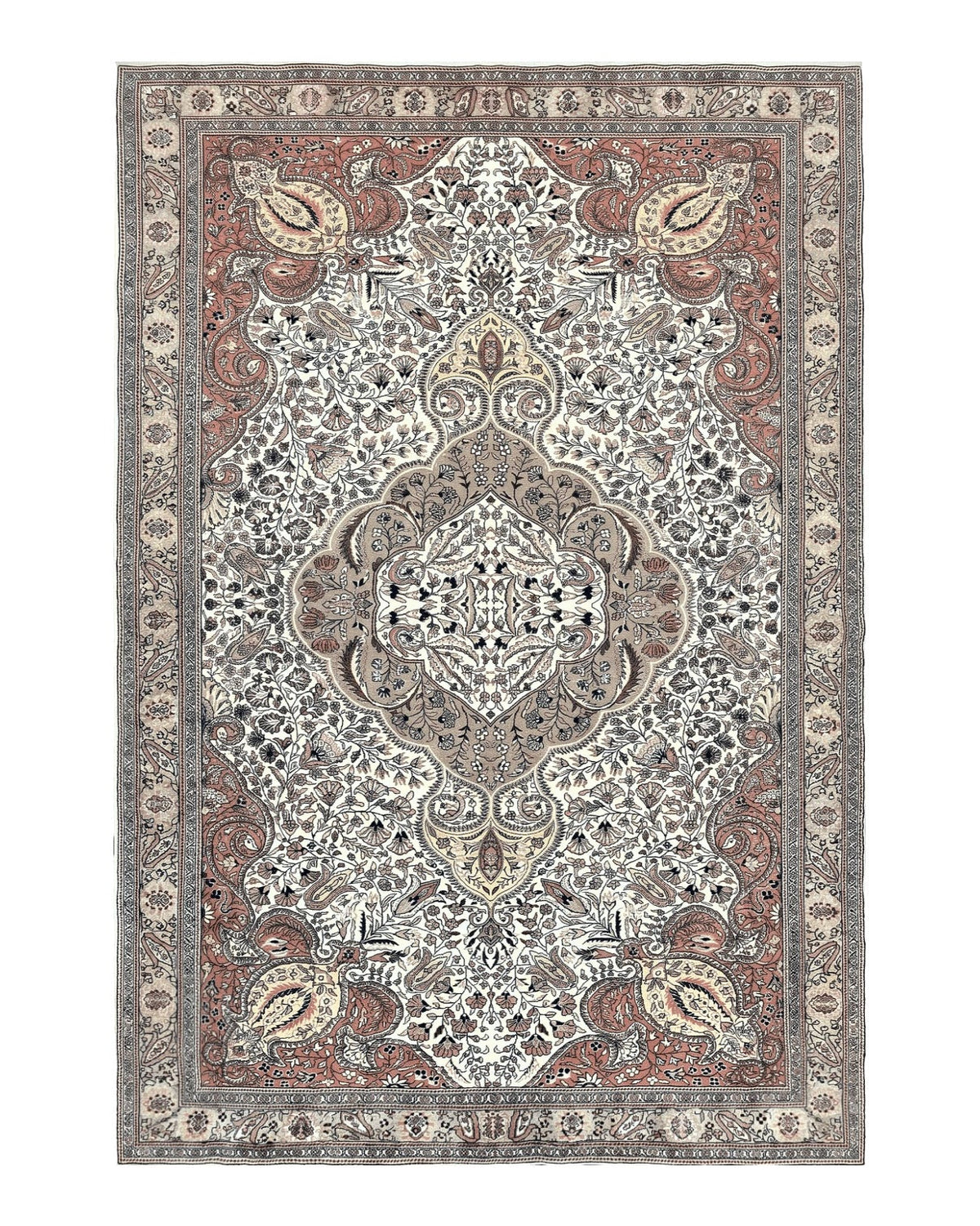 Turkish Sivas Rug 9x12, Handmade Vintage Wool Carpet, Cream Ivory - Jewel Rugs