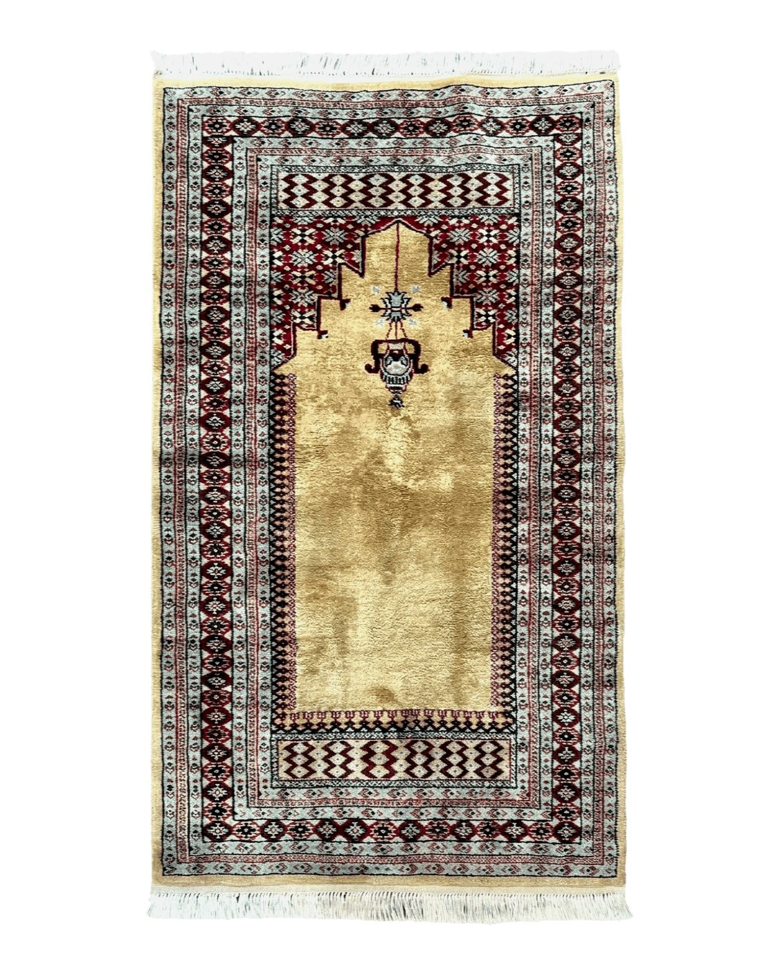 Bokhara Prayer Rug 3x5, Pakistani Turkoman Carpet, Tan, Handmade Vintage Wool Carpet - Jewel Rugs