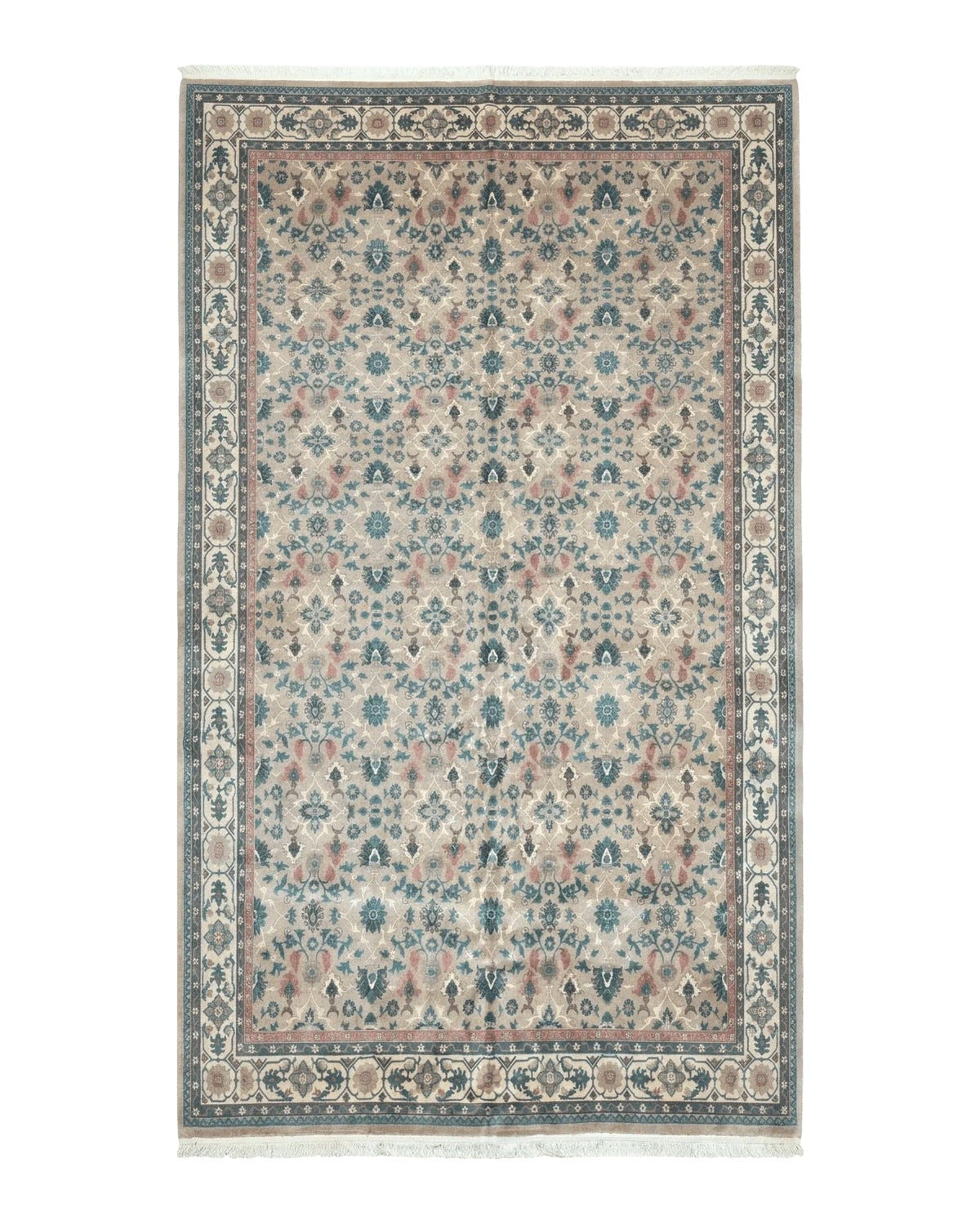 Palace Size Wool Rug 10x18, Sino Persian Kerman Rug, Oversized Hand Knotted Carpet, Light Taupe, Allover Pattern - Jewel Rugs