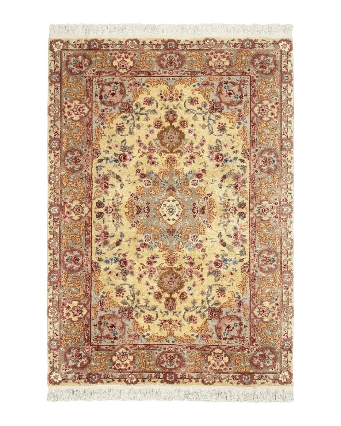 Sino Persian Rug 4x6, Wool and Silk Highlights, Fine 200 KPSI - Jewel Rugs