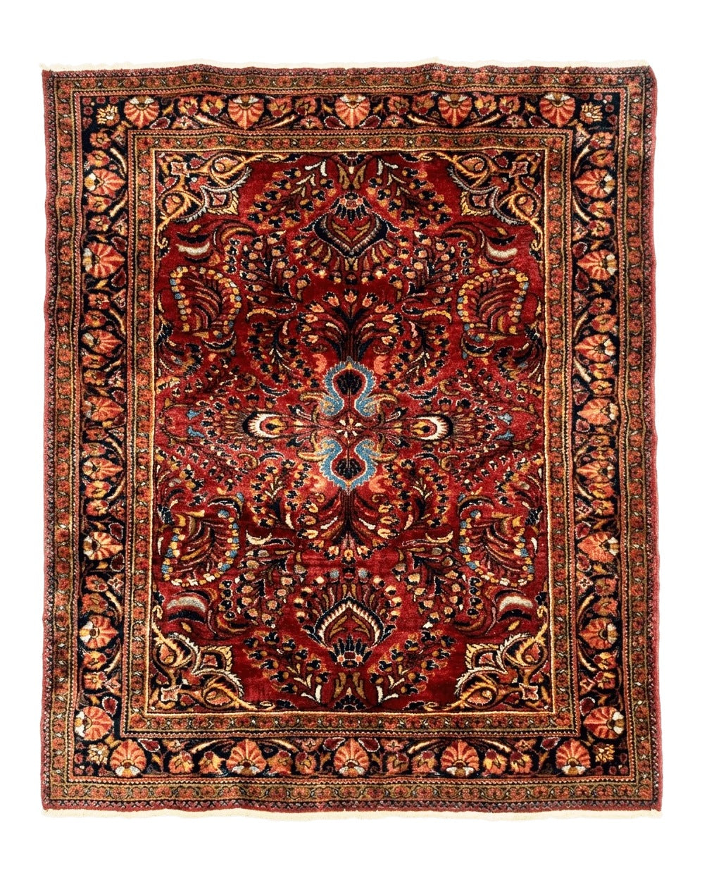 Persian Lilihan Rug 5x6, Red, Floral, Antique Persian Carpet - Jewel Rugs