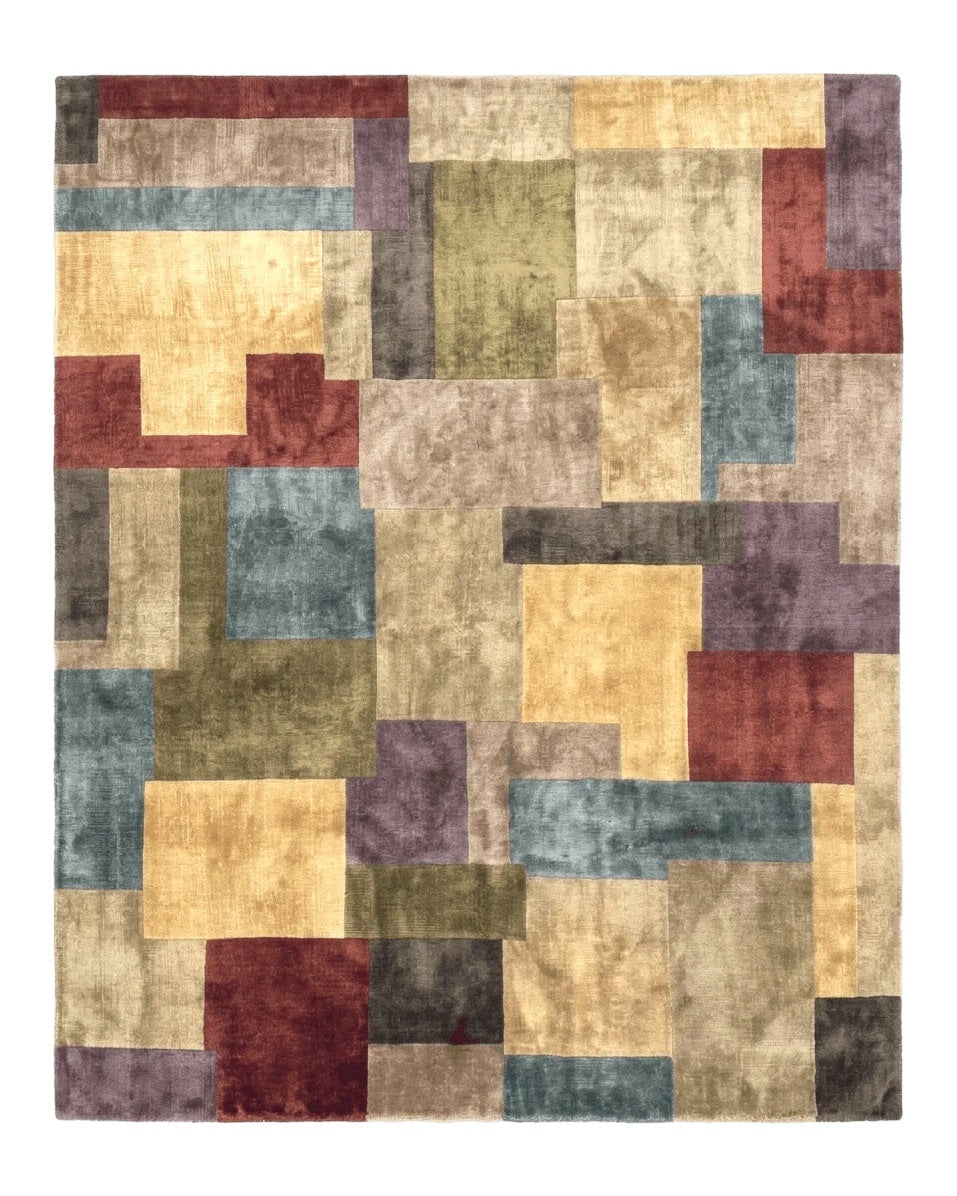 Modern Tibetan Wool Rug 8x10, Multicolor, Thick Pile, Contemporary, Nepali, Handmade - Jewel Rugs