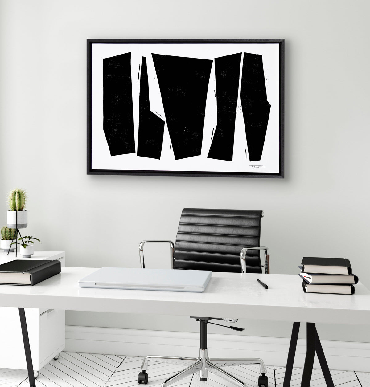 Sylvie Colliding Shapes Framed Canvas by Statement Goods
