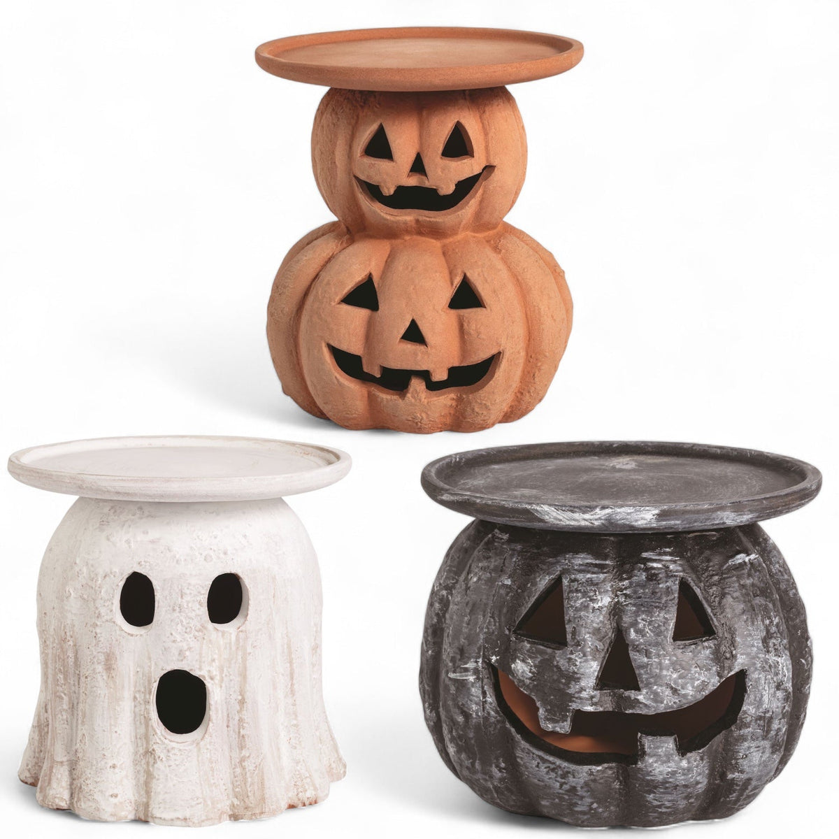 Terracotta Halloween Pillar Candle Holder by Rust & Cinder