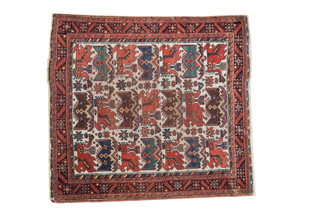 4x4.5 Antique Afshar Square Rug