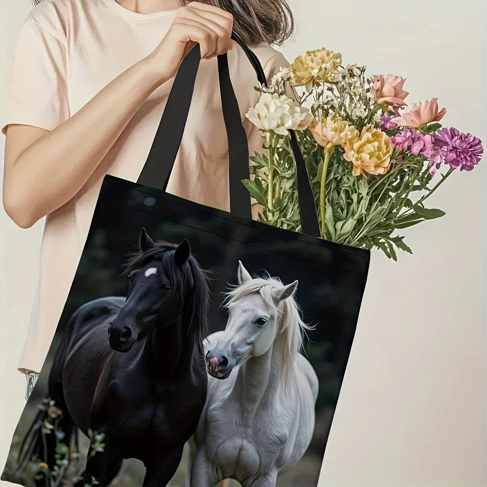 Tote - Reusable Cotton Black White