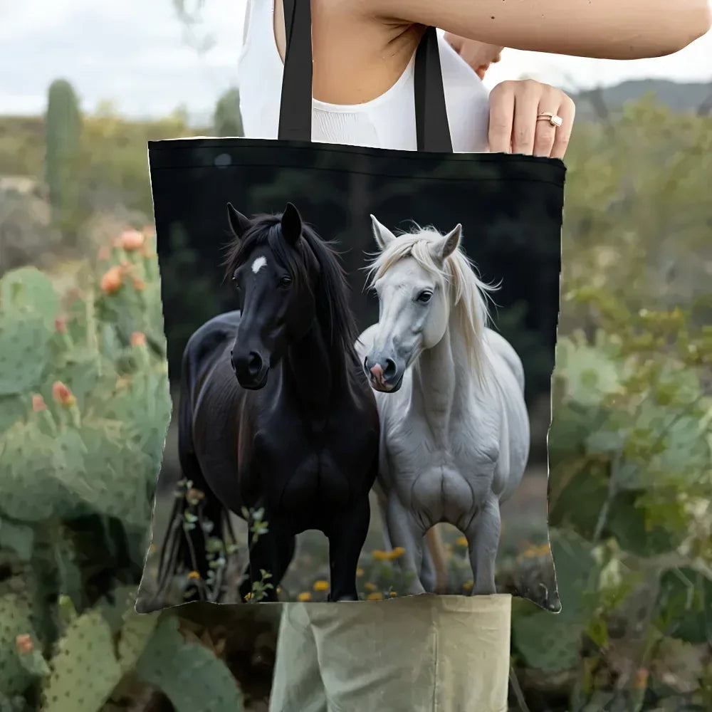 Tote - Reusable Cotton Black White
