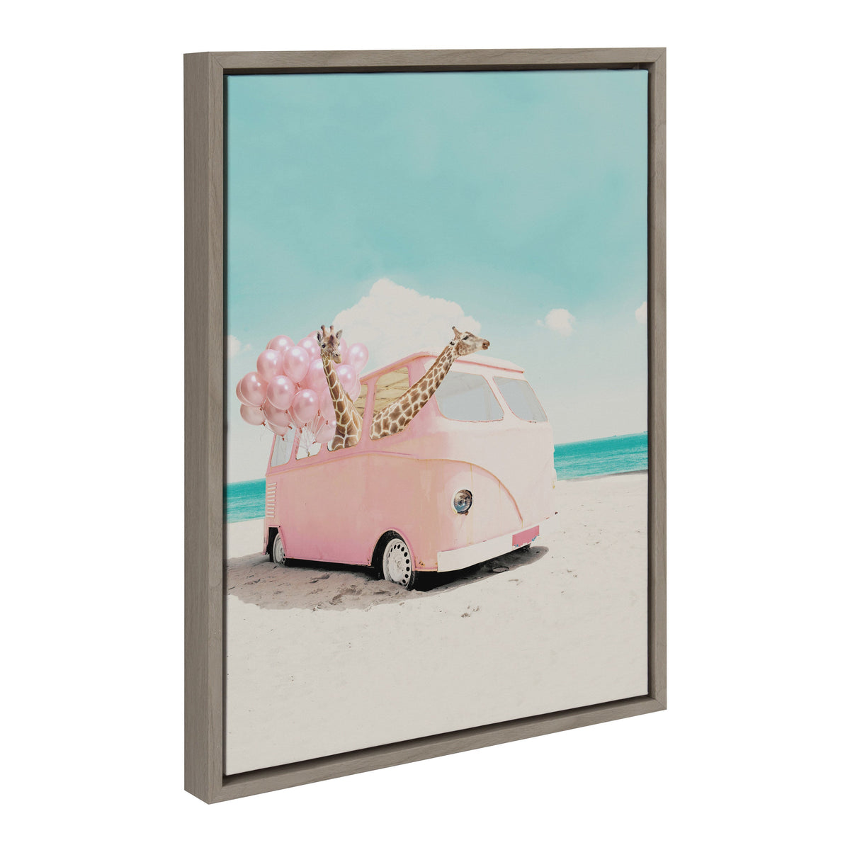 Sylvie Pink Van Framed Canvas by July Art Prints