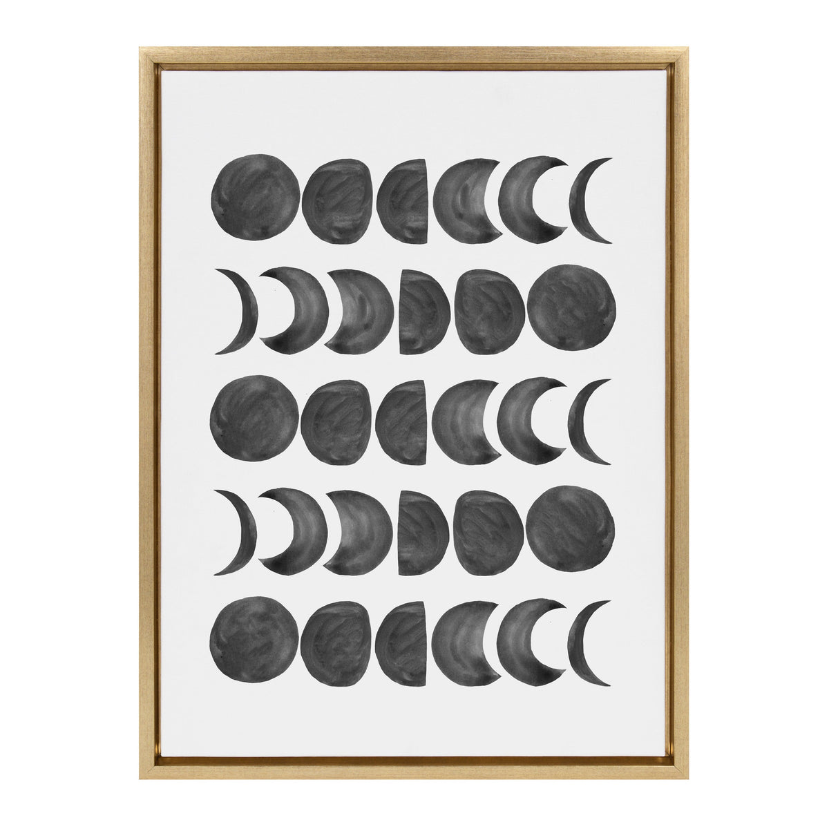 Sylvie 901 Moon Phases Black on White Framed Canvas by Teju Reval of SnazzyHues