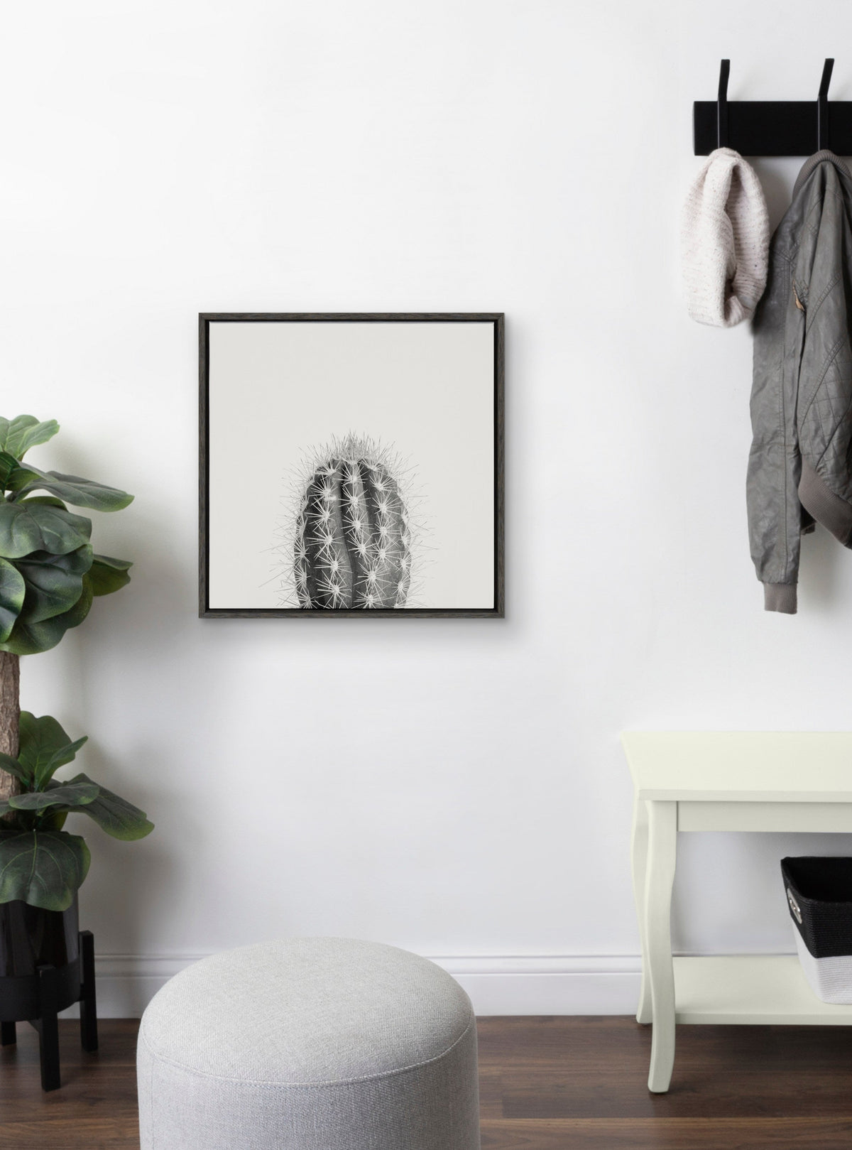 Sylvie Haze Cactus Succulent Tall Framed Canvas by The Creative Bunch Studio