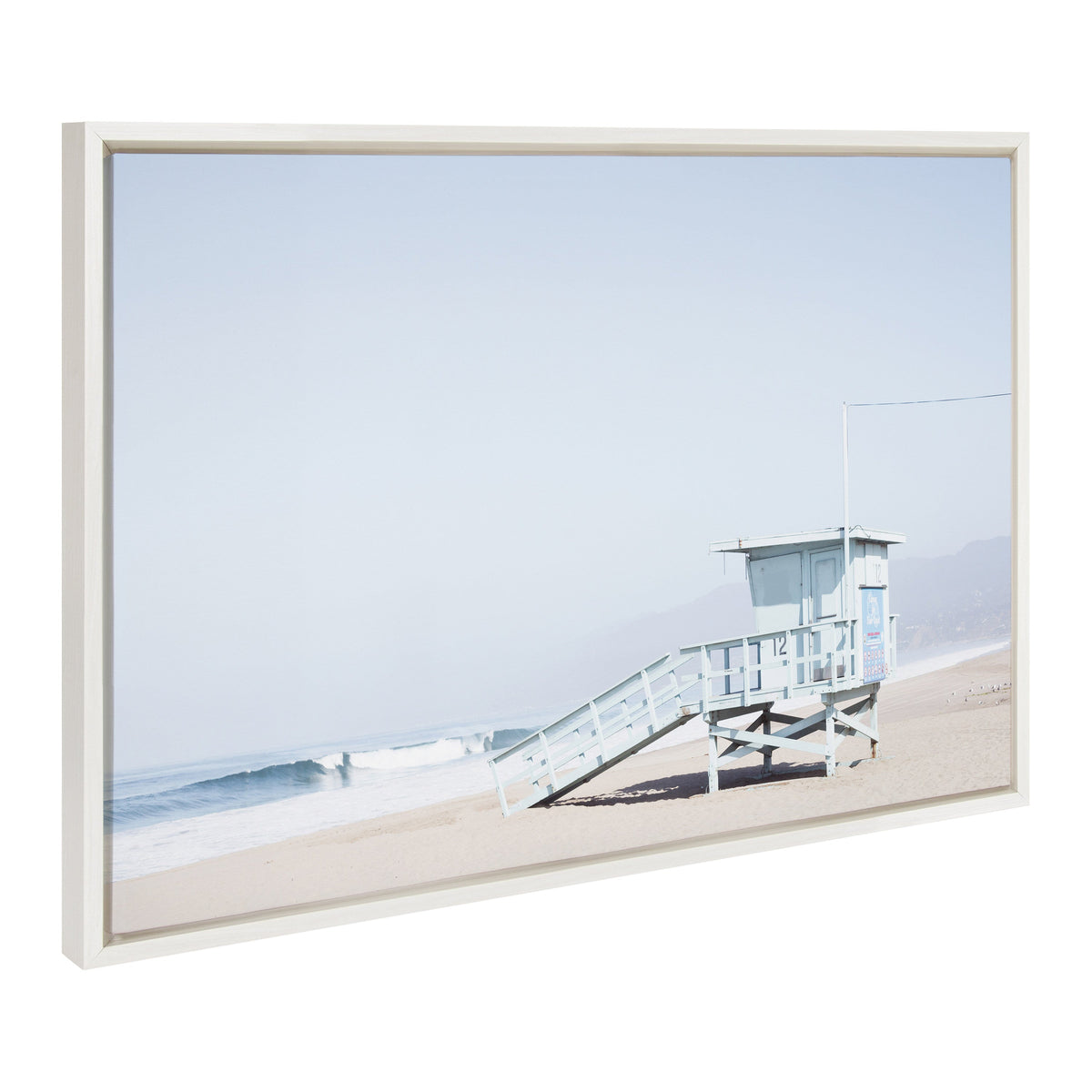 Sylvie Pale Blue Life Guard Tower Framed Canvas by Caroline Mint